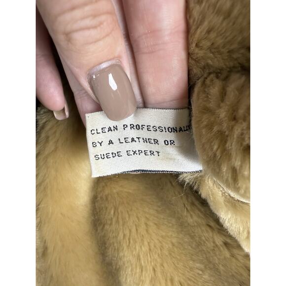 Marvin Richards Tan Genuine Leather Coat with Faux Fur Lining Size XL - Picture 3 of 7